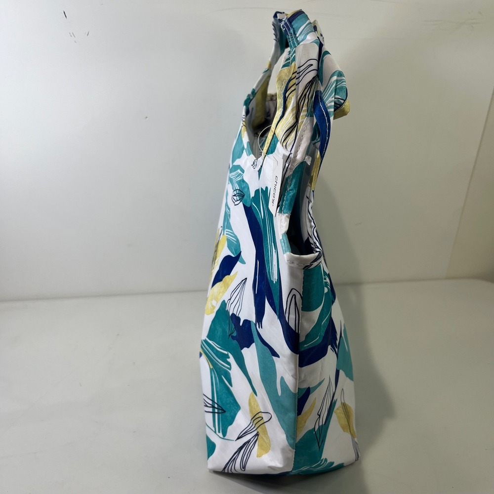 New Chicos Insulated Tote Bag Travel Blue Yellow Tropical Leaf Coastal Beachy - Picture 4 of 7